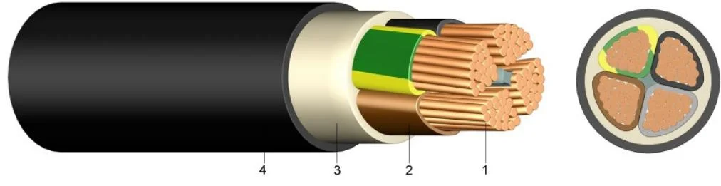 5 Core 10mm 16mm 25mm 35mm 50mm 70mm 95mm 185mm Nyy Copper Electric Power Cable