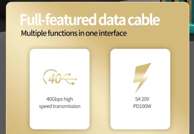 USB Type C to Type C Mobile Phone USB4 C Pd 100W 5A Fast Charging Data Cable