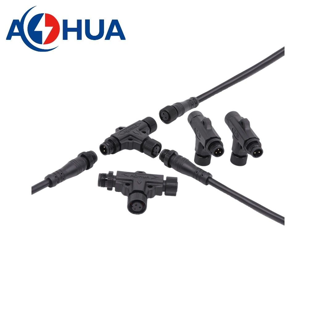 M12 T Type 3 Way 4 Pin Waterproof Cable for Outdoor Lighting