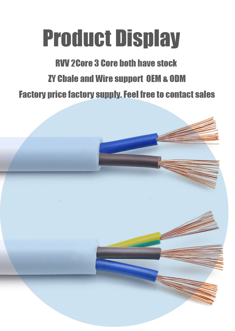 Multi Conductor Flexible Cable Rvv 2 3 4 5 Core 0.75 1 1.5 2.5 4 6 mm Electrical Cable Wire Power Cable