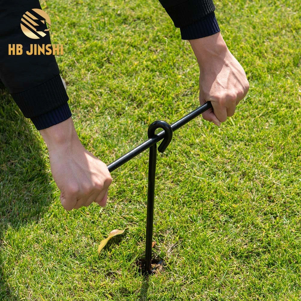 Black Ground Anchor, 15&quot; Long, 3&quot; Wide Helix, 3/8&quot; Diameter Stake Shaft Earth Anchors