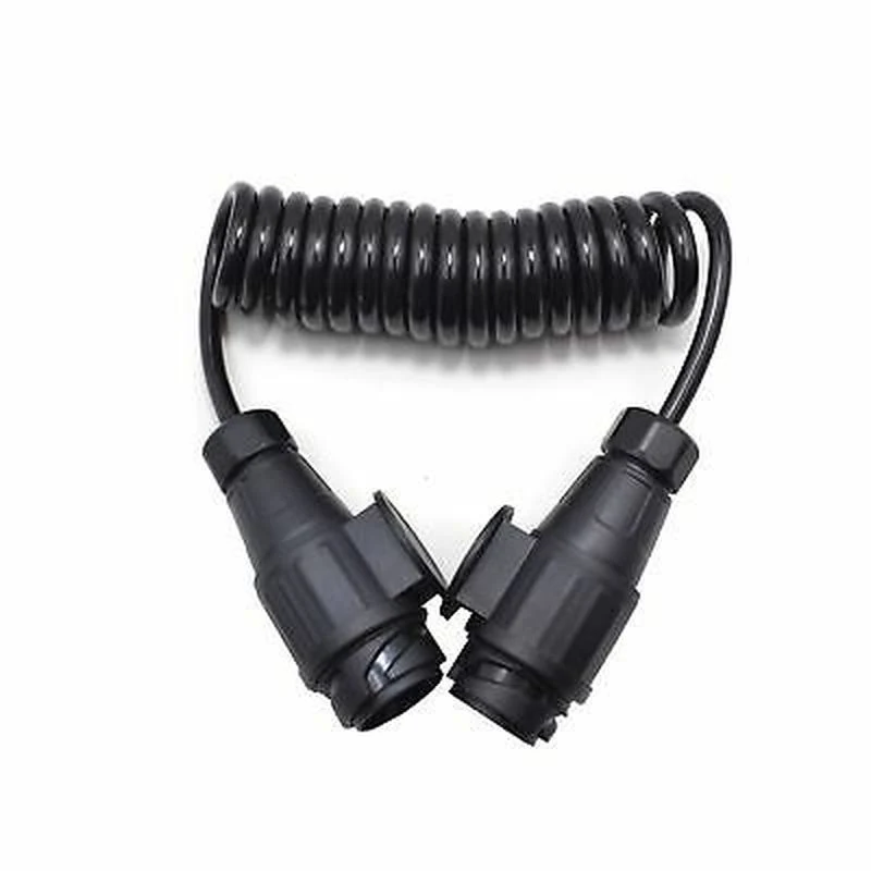 12V 13pin Round Euro Caravan Trailer Plug Spring Coiled Cable