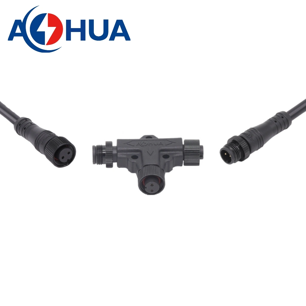 M12 T Type 3 Way 4 Pin Waterproof Cable for Outdoor Lighting