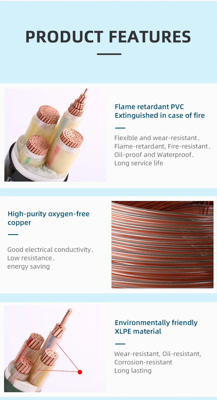 70 mm 95 mm 120 mm 150 mm 185 mm XLPE Insulated PVC/PE Sheathed Electric Cable for Power Transmission