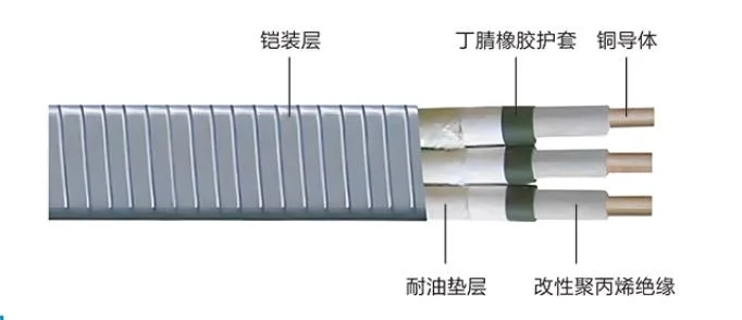 5kv 2 AWG/3c Epr Insulation Lead Sheath Esp Cable/Submersible Oil Pump Cable with Capillary Cable Oil