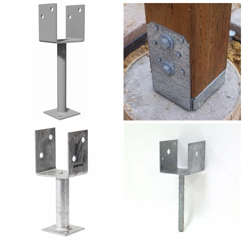 Hot DIP Galvanized Steel Reinforcement Hardware Fence Post Spike Anchor Powder Coated Concrete Ground Fence Pole Anchor Plate