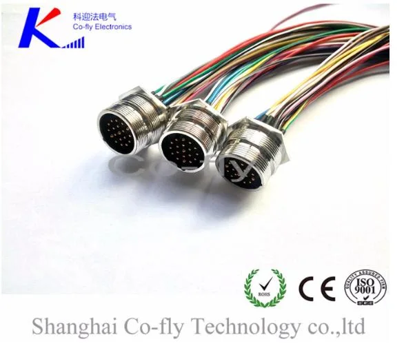 M23 Flange Front Mount 12, 17, 19 Pin Circular Electrical Cable Accessories with Pigtail