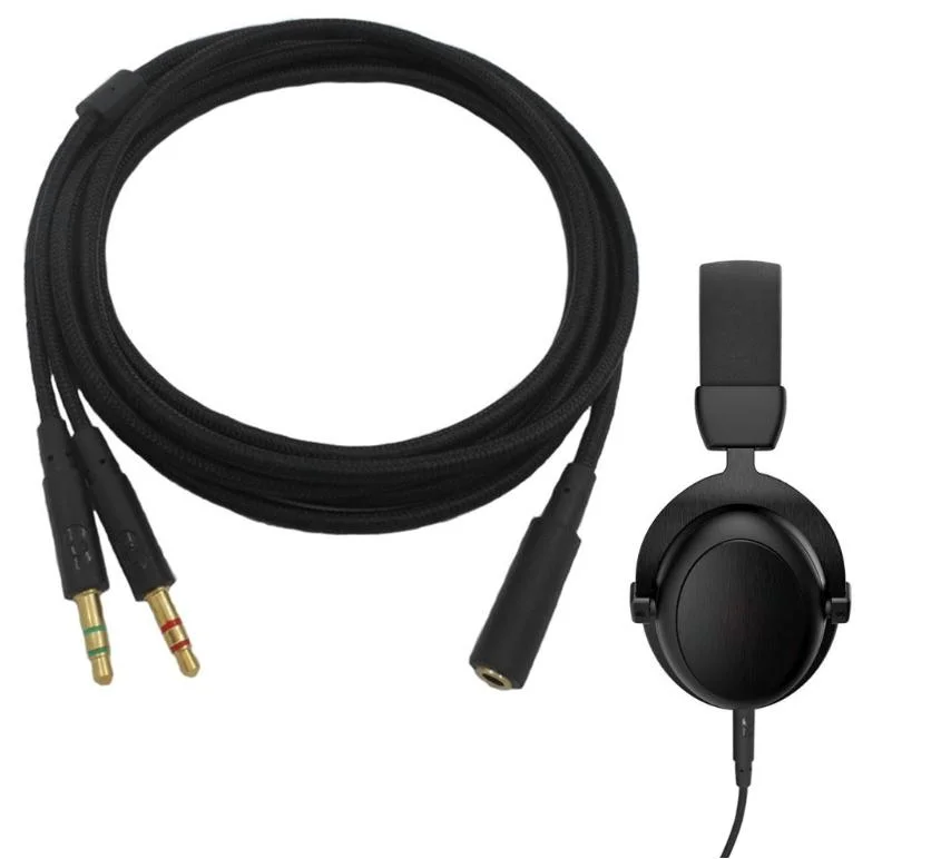 3.5mm Universal 2 in 1 Gaming Headset Audio- Extend Cable for Hyperx Cloud II/Alpha-/Cloud Flight/Core Headphone