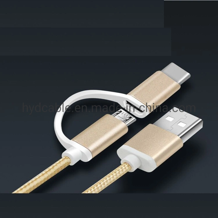 Hot Selling Strong Braided Micro USB Type for iPhone Lighting Type C Cable 3 in 1