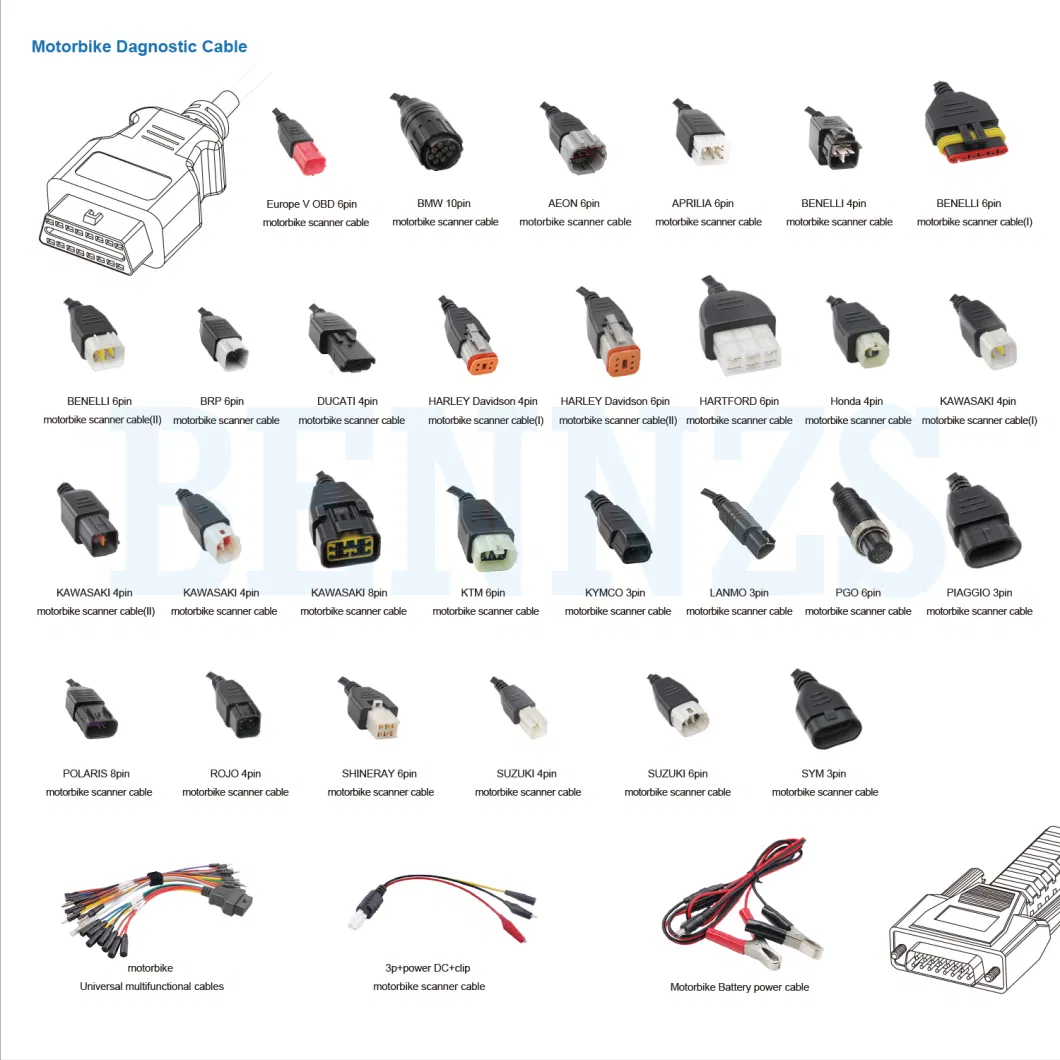 Factory Directly Supply OBD2 Female to Euro V Standard Motorbike 6p Cable for Motorbike Scanner Diagnostic Tool