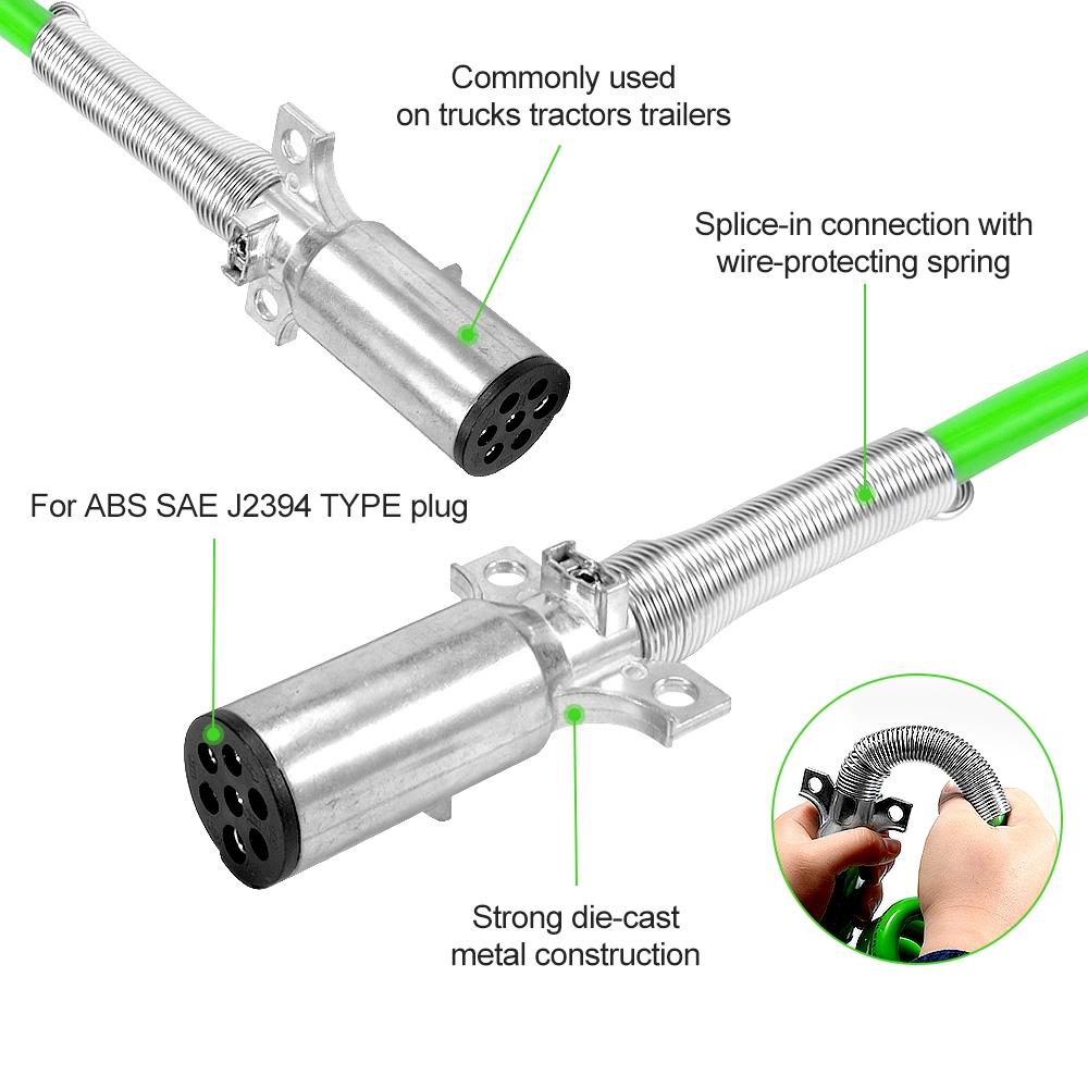 High Quality Wire Electrical Spring Trailer Connection 7-Core ABS Trailer Cable