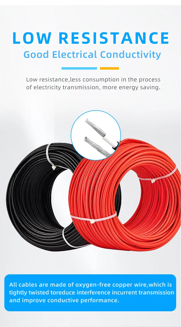 Rhino Stone UV Resistance PV1-F DC Solar Power Cable 4mm 6mm Copper Wire Xlpo Electrical Wire Photovoltaic Solar PV Cable