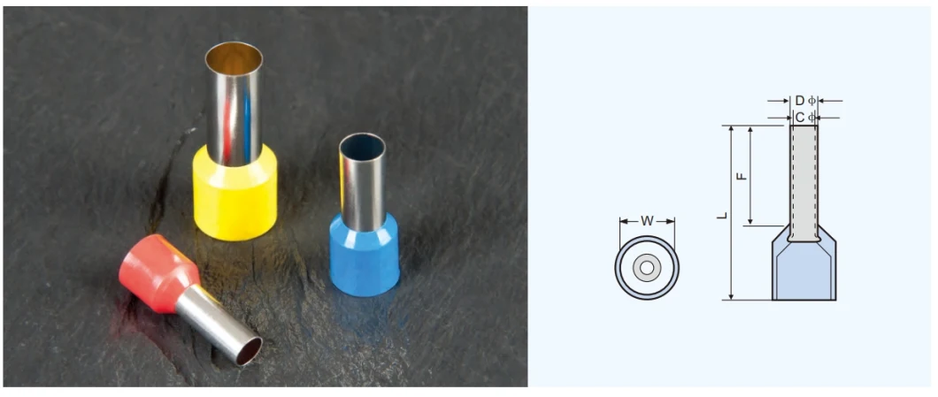 Pure Copper Insulated Crimp Cord End Terminal for Electrical Wire End Ferrules Cold Press Connector
