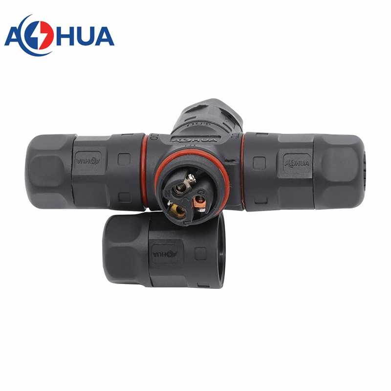 Aohua UL 2pin Waterproof Connector M20 4 Ways Splitter One in Three out Cable Cross Distributor IP67 Assembed Plug Without Cable LED Connector