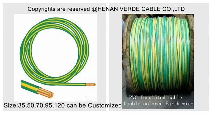 16mm 25mm 35mm Green / Yellow PVC Insulated Grounding Earth Cable