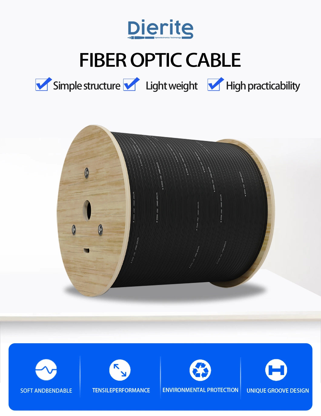 High Quality Indoor Tight Buffer Fiber Optic Cable (JV/JH) for Data Communication Transmission