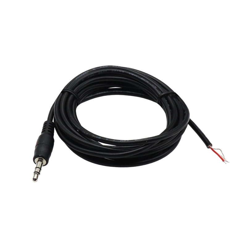 Black DC Power Cable 3.5mm Male Stereo to Open