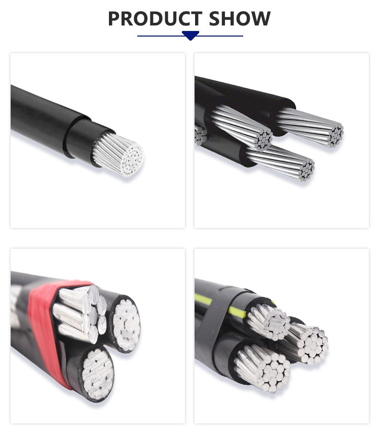 10 mm 35 mm 50mm 95mm ABC Aluminium Conductor Aerial Bundled Electrical Wires Cables 3 Phase Overhead Power Cable