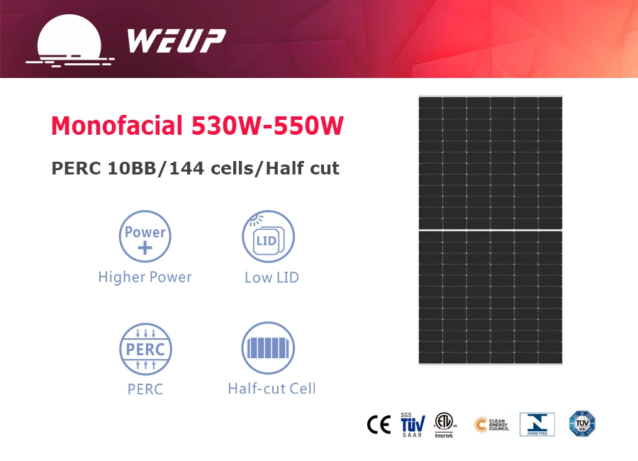 Best Selling Grade a 525W 530W 540W 545W 550W Mono Solar Panel for Houses