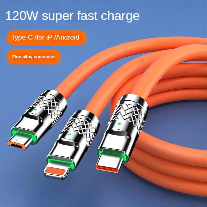 3 in 1 USB Zinc Alloy Type C Lighting USB Cable