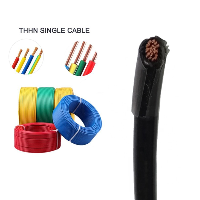 600 Volts Thhn Electrical Wires Copper Conductor PVC Insulation Nylon Sheath Cable 100m Black