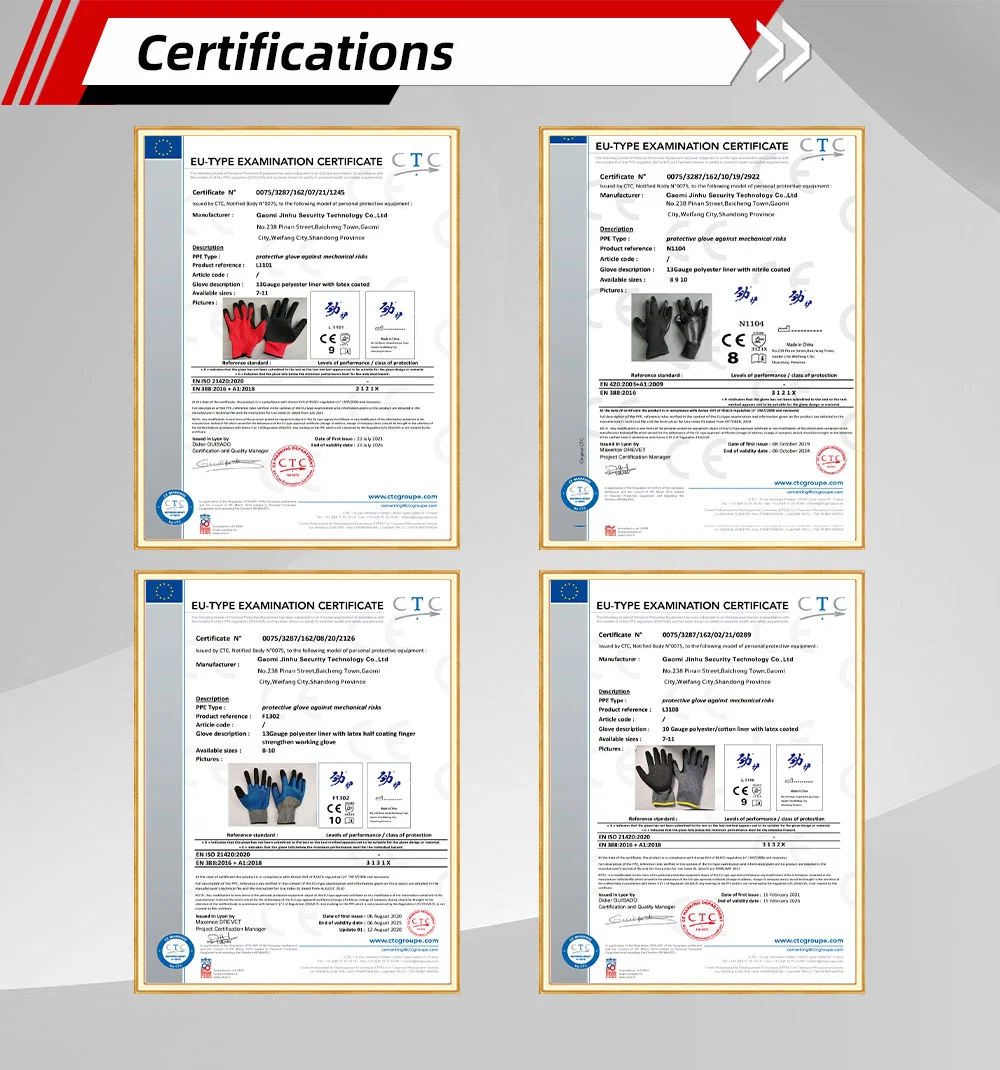 Safety Products PU Coated Assembly Work with Polyurethane Coating PU DIP Gloves