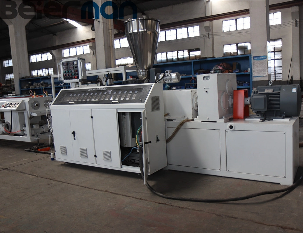 Two Cavity 16/20/25/32/40/50/63 mm PVC Pipe Extrusion Line for Electrical Conduit Wire Cable Protection Tube Making with Rubber Blocks Haul off Machine