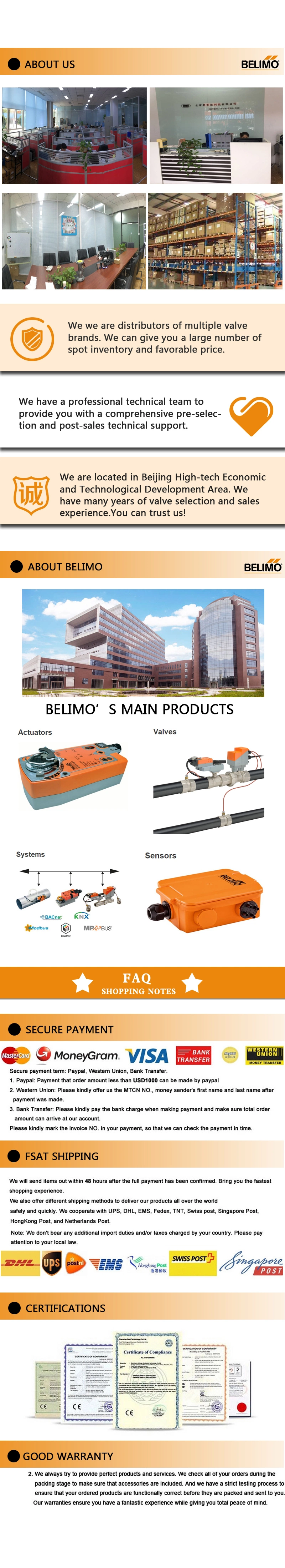 Belimo Dr24A-Sr-5 AC24V DC24V 90nm Rotary Actuator for Butterfly Valves