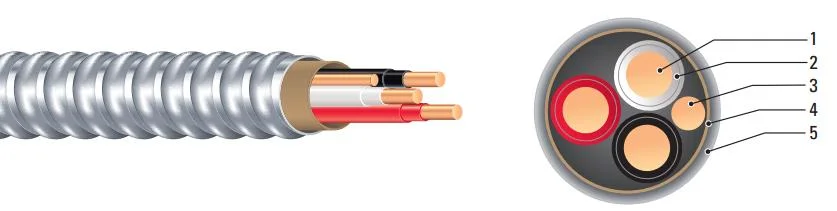 AC90 14/2 12/2 14/3 14/2 Bx Cable AWG Al Copper Interlocked Armour Cable with C-S-a Certificate for Canada