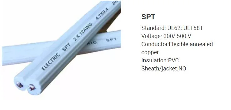 Spt-1 Spt-2 Spt-3 16awgx2c American Standard Cable Flat Electrical Wire