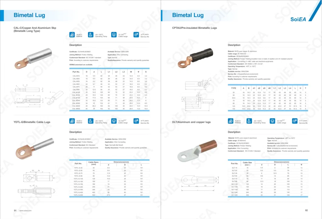 OEM/ODM Dt-400s Tinned Copper Crimping 2 Holes Double Holes Connecting Electrical Battery Cable Wire Lugs Terminals