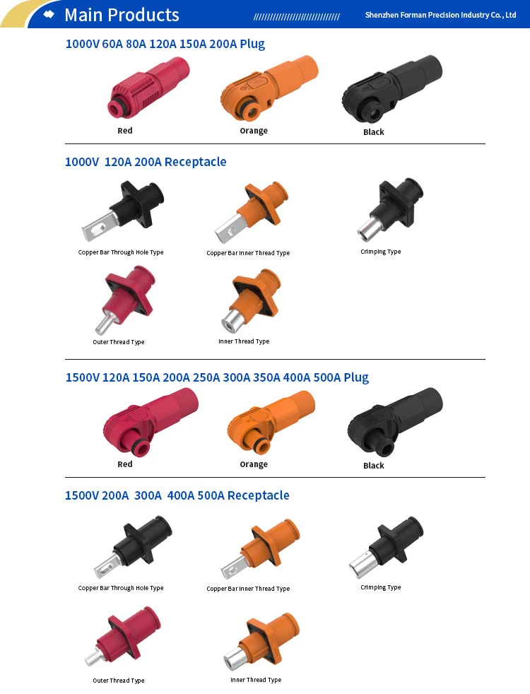 UL TUV Hv Connector Busbar Male Female Battery High Current Power Energy Storage Connectors