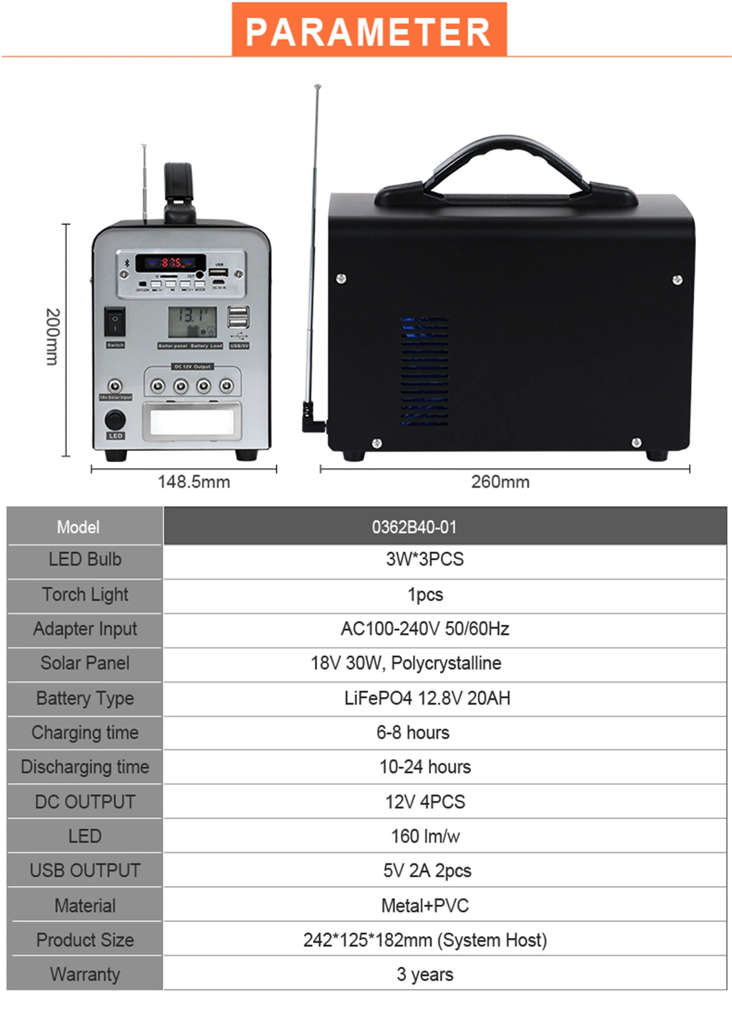 House Solar Lighting System Emergency Electricity Supply Solar Mini Kit Lithium Batteries 40W Solar Energy System