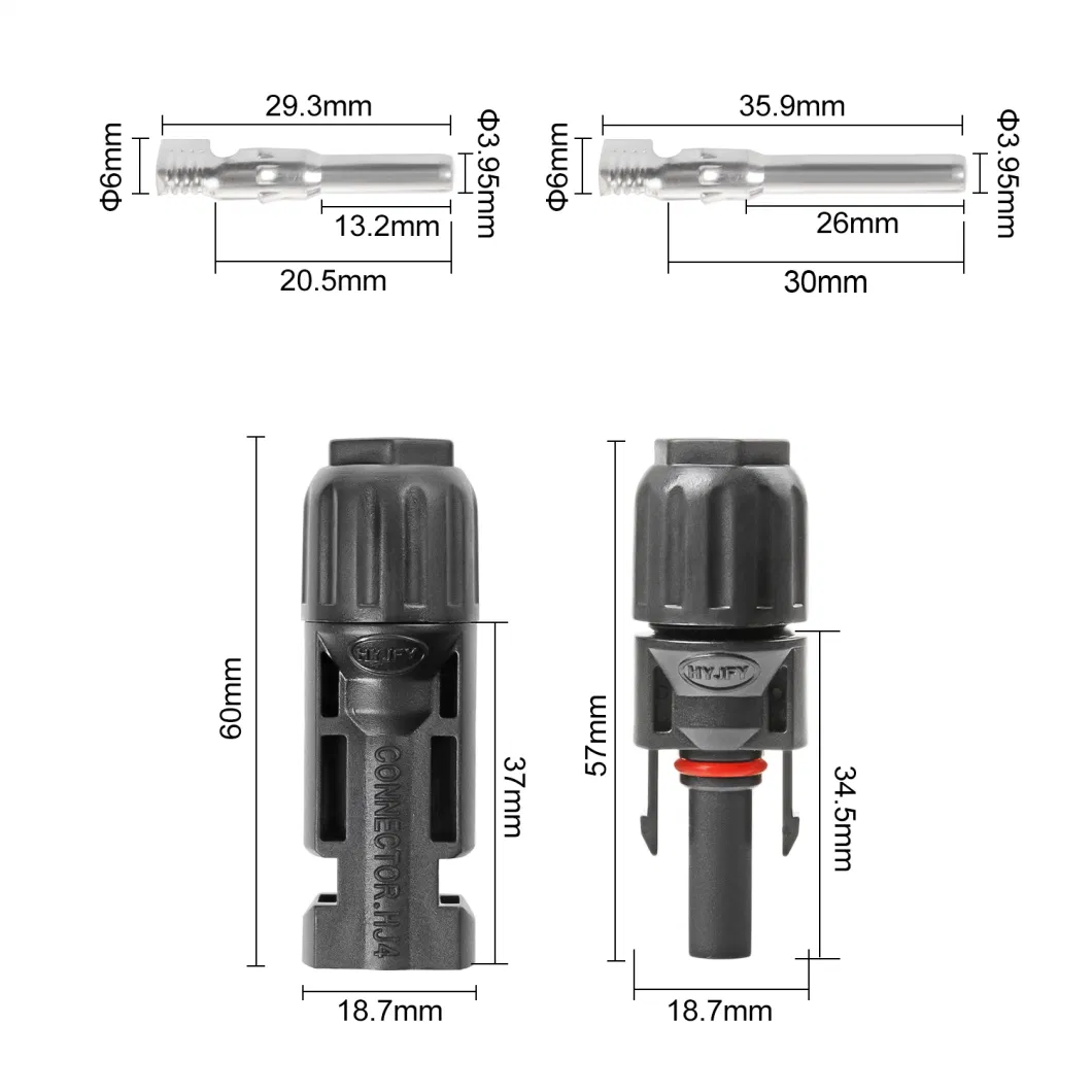 Mc-4 Solar Panel Cable Connectors with Assembly Tool, Copper Solar Wire Adapter Male/Female Waterproof Connector for Connecting Solar Panels 1000V 30A