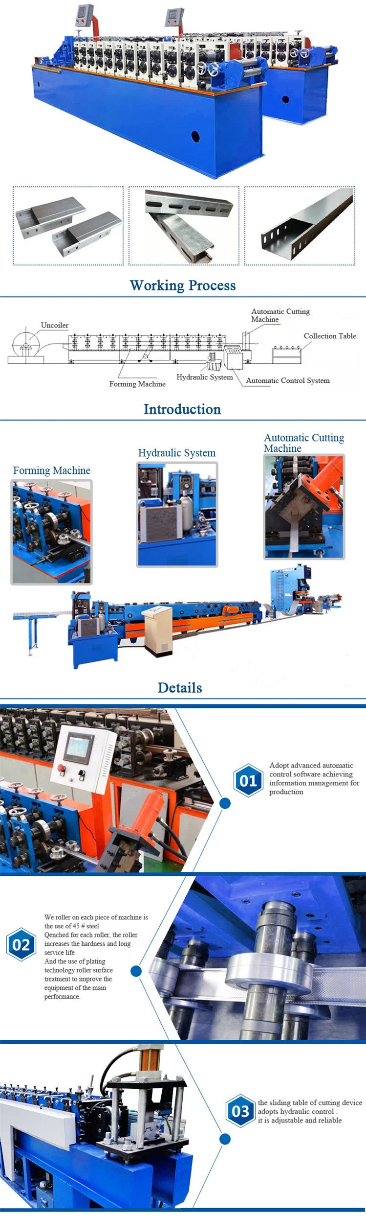 Galvanized Iron Steel Sheet Punching Holes Cable Tray Cold Roll/Rolling Forming/Former Making Machine