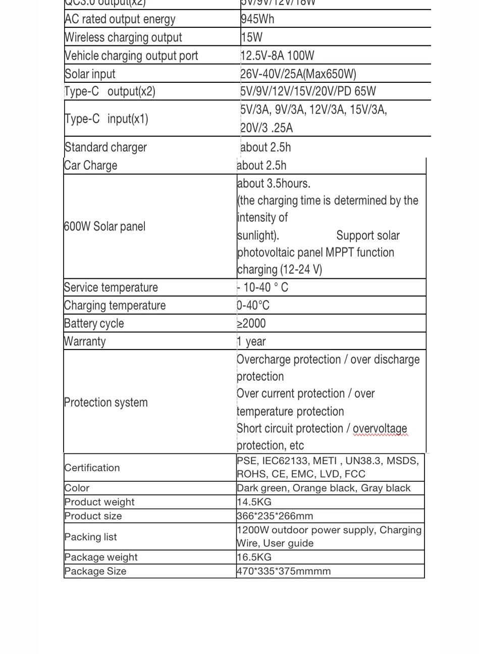 OEM 1200W Solar Lithium Electric Battery Generator Power Supply