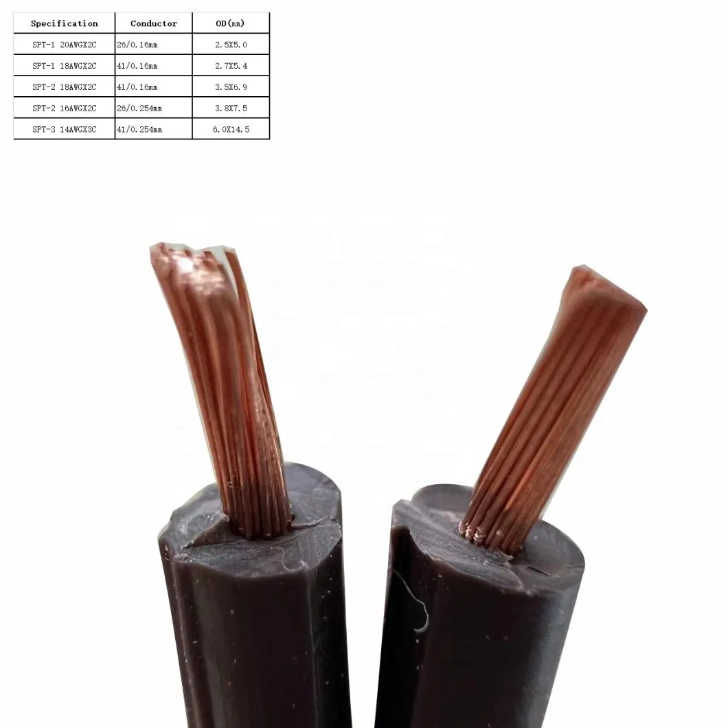 Hot Selling- American Approval Spt-3 10/12/14/16/18AWG Flat Black Spt Cable