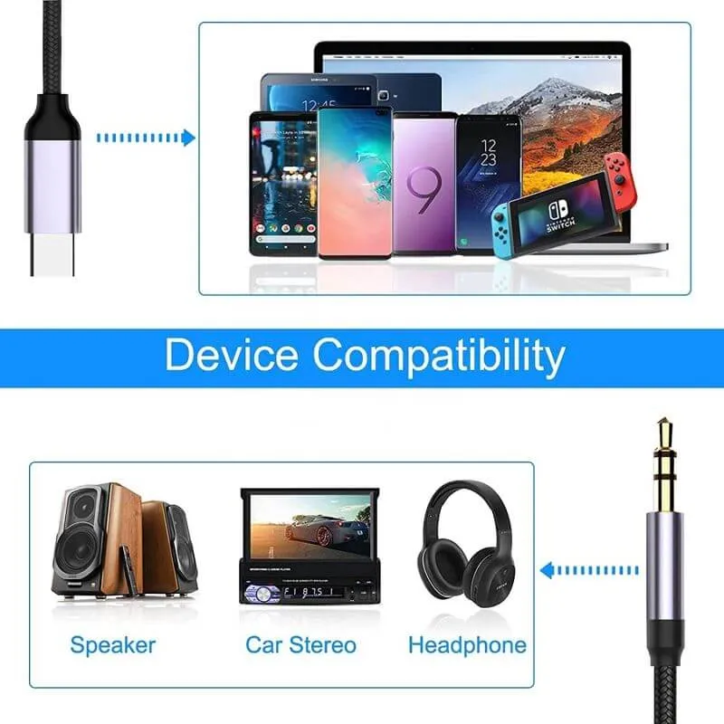 USB-C to 3.5mm Audio Aux Cord Cable Compatible with Google/Pixel/Galaxy