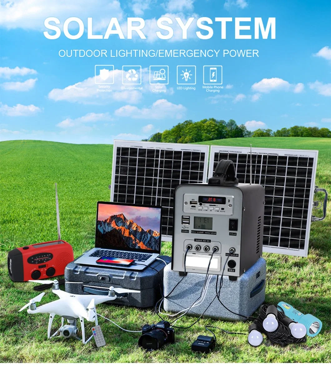 House Solar Lighting System Emergency Electricity Supply Solar Mini Kit Lithium Batteries 40W Solar Energy System