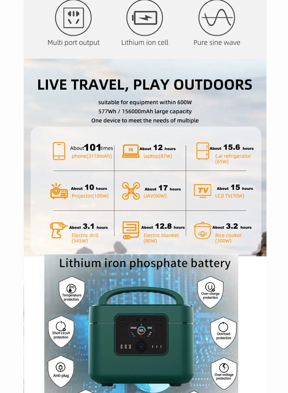 OEM 1200W Solar Lithium Electric Battery Generator Power Supply