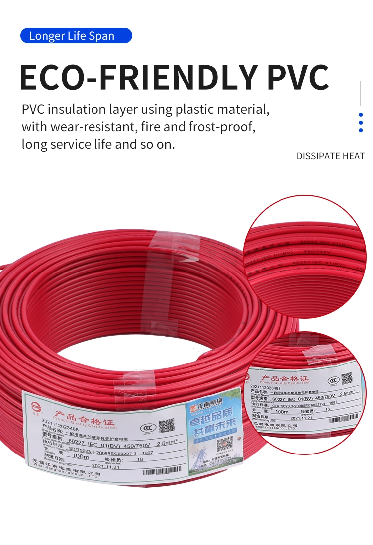 House Single Strand Core PVC Copper Cable 1.5 mm Electrical Cable Wire