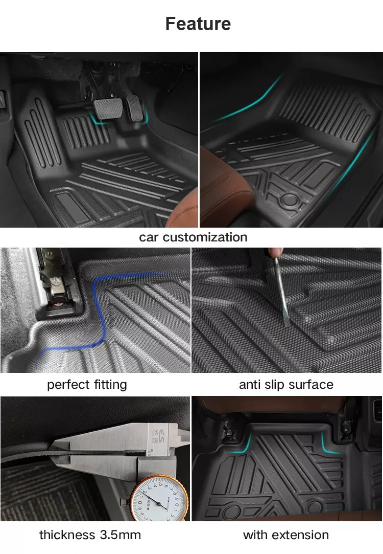 Universal 4PCS/Set Classic Design Anti-Slip PVC Rubber Car Mat