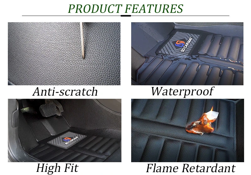 Luxury PU Leather Custom 4 Pieces Rubber Carpet Mat Car Floor Mats