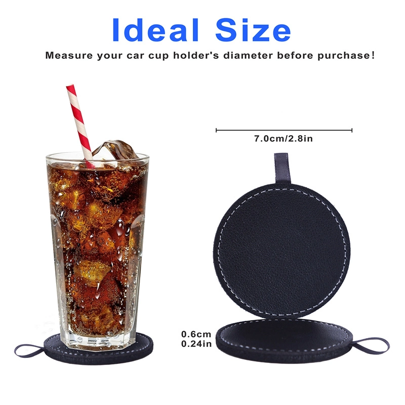 PU Leather Car Drink Coaster Sublimation Blank Retro Cup Mat