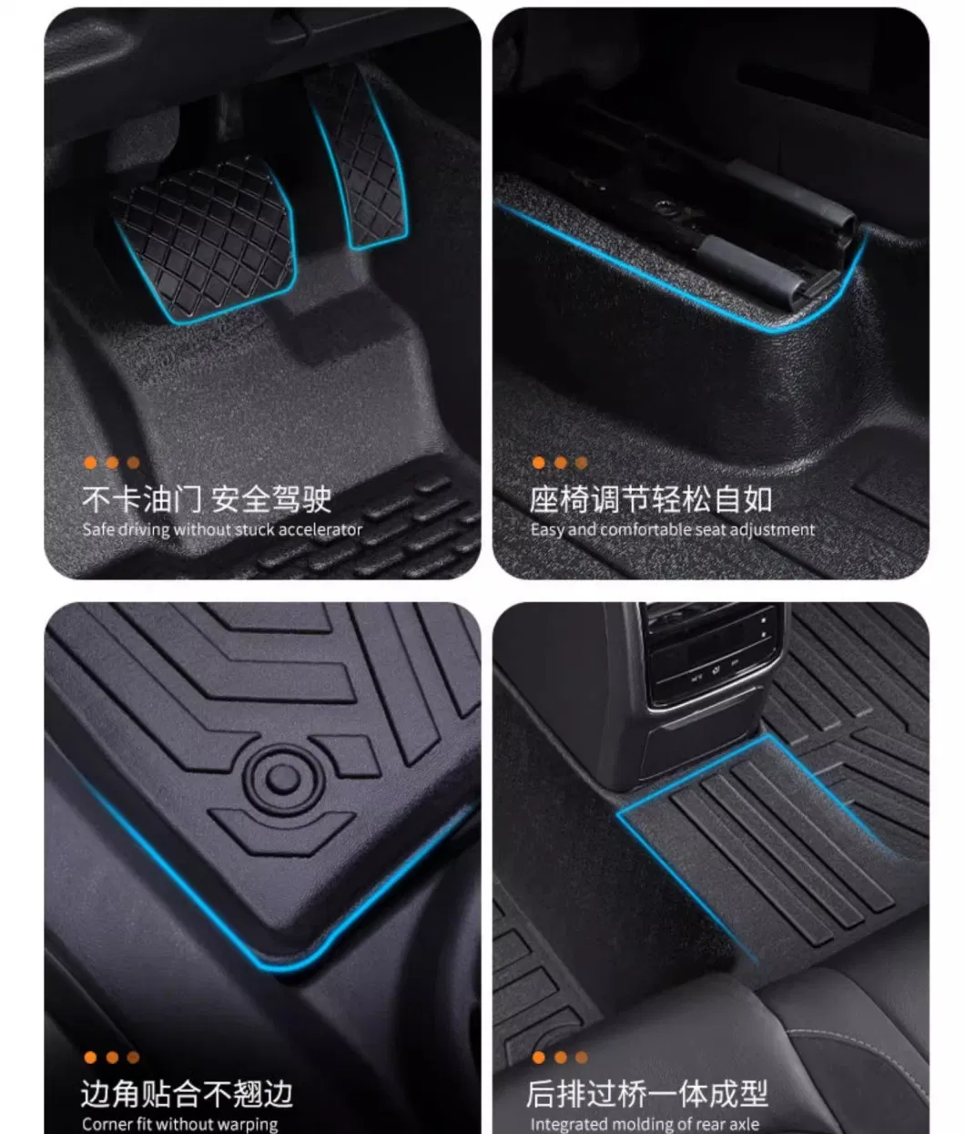 Wholesale Car Floor Mats Auto Non-Slip Foot Mat with Rubber Pad