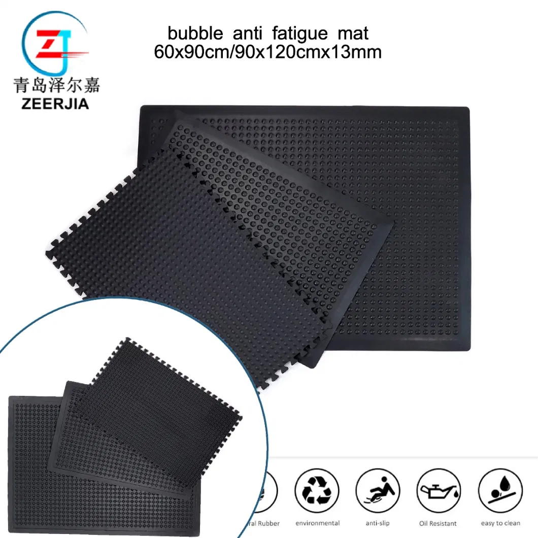 60X90cm Comfort Anti Fatigue Rubber Workshop Floor Mat with Bubble and Bevel Edge