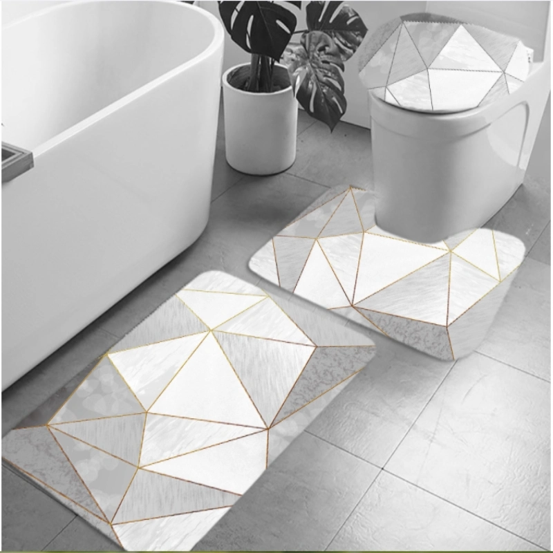 Unique Design Hot Sale Microfiber Bath Mats Square Geaphic Tuffed Bath Mat Set