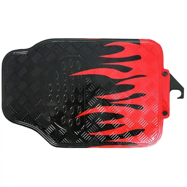 Universal Fit 4-Piece Metallic Design Car Floor Mat - (Fire)