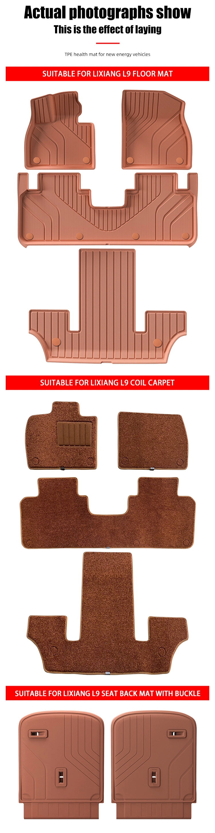 High Quality Car Mats for Lixiang L9 Orange Injection Molding