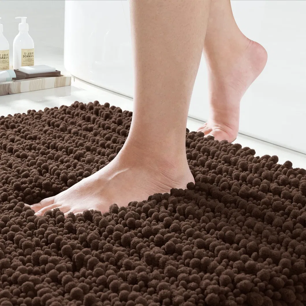 Chenille Shaggy Microfiber Extra Soft Thick Absorbent Water Non-Slip Bathroom Rug Mat